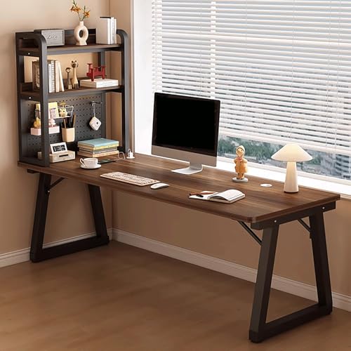 Heimbüro-Schreibtisch Moderner Computertisch Mit Bücherregal Metallgestell Holzplatte einfach zu montieren for Büro und Homeoffice Tisch(5,140x60cm/55x24in) von Generic
