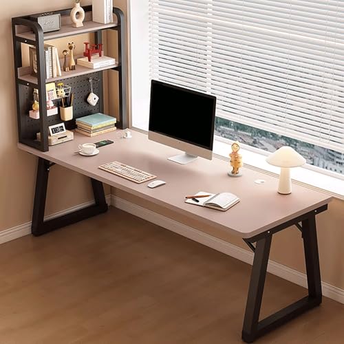 Heimbüro-Schreibtisch Moderner Computertisch Mit Bücherregal Metallgestell Holzplatte einfach zu montieren for Büro und Homeoffice Tisch(7,160x60cm/63x24in) von Generic