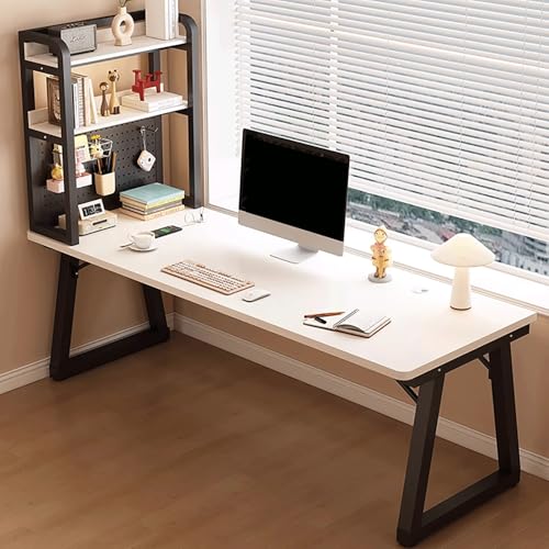 Heimbüro-Schreibtisch Moderner Computertisch Mit Bücherregal Metallgestell Holzplatte einfach zu montieren for Büro und Homeoffice Tisch(9,140x60cm/55x24in) von Generic