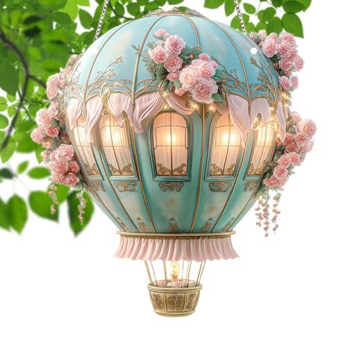 Heiße-Luft-Ballon Solarlampe Für Draußen - Solarlicht Heißluftballon Laterne | Acryl 2D Modell Deko Für Hof Gartenparty Terrasse Camping Wegbeleuchtung von Generic