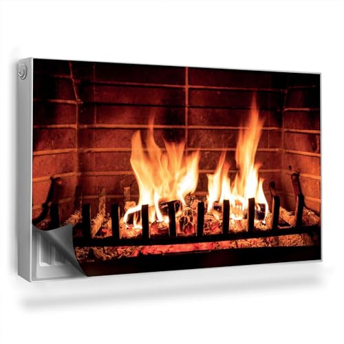 Heizkörperabdeckung 100x60 cm Magnetisch Heizung Schutz Hitzebeständing Magnetmatte für Heizkörper Einfache Installation Magnetbefestigung - EIN brennender Kamin zu Hause von Generic