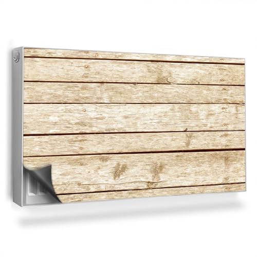 Heizkörperabdeckung 110x60 cm Einfache Installation Magnetbefestigung Hitzebeständing Magnetisch Heizung Schutz Magnetmatte für Heizkörper - Helle Holzbretter mit Maserung und Ästen, eben von Generic