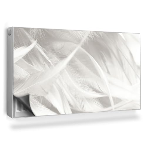 Heizkörperabdeckung 110x60 cm für Heizkörper Magnetmatte Magnetbefestigung Einfache Installation Heizung Schutz Magnetisch Hitzebeständing - Helle, zarte Federn im Boho-Stil von Generic