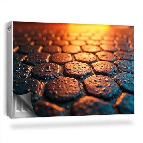 Heizkörperabdeckung 90x60 cm Einfache Installation Magnetbefestigung Hitzebeständing Magnetisch Heizung Schutz Magnetmatte für Heizkörper - Dekorative Rohe Sechsecke auf dem Boden in der Sonne von Generic