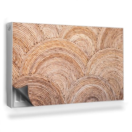 Heizkörperverkleidung 100x60 cm Einfache Installation Magnetbefestigung Hitzebeständing Magnetisch Heizung Schutz Magnetmatte für Heizkörper - Überlappende Halbkreise aus Korbgeflecht von Generic