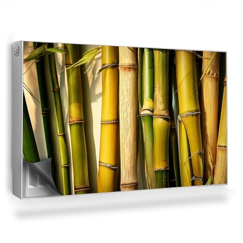 Heizkörperverkleidung 100x60 cm für Heizkörper Magnetmatte Magnetbefestigung Einfache Installation Heizung Schutz Magnetisch Hitzebeständing - Bambusstämme natürliche Anordnung Zoom von Generic