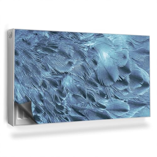 Heizkörperverkleidung 110x60 cm Heizung Schutz Hitzebeständing Einfache Installation Magnetmatte für Heizkörper Magnetisch Magnetbefestigung - Überlappende Federn, blau, weiß von Generic