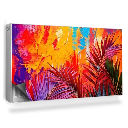 Heizkörperverkleidung 110x60 cm Magnetisch Hitzebeständing für Heizkörper Magnetbefestigung Einfache Installation Heizung Schutz Magnetmatte - Palmblätter, Malerei Abstraktion von Generic