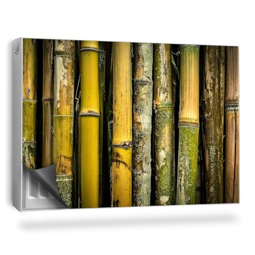 Heizkörperverkleidung 90x60 cm Einfache Installation Magnetbefestigung Hitzebeständing Magnetisch Heizung Schutz Magnetmatte für Heizkörper - Vertikal angeordnete Bambusstiele vergrößern von Generic