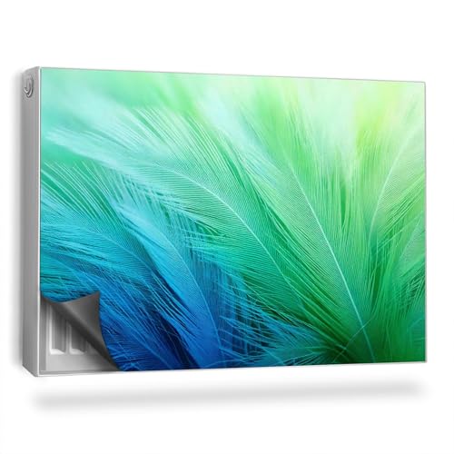 Heizkörperverkleidung 90x60 cm Magnetbefestigung Heizung Schutz Magnetmatte Hitzebeständing Einfache Installation für Heizkörper Magnetisch - Zarte ätherische Federn, hellgrün von Generic