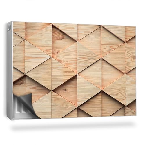 Heizkörperverkleidung 90x60 cm Magnetisch Hitzebeständing für Heizkörper Magnetbefestigung Einfache Installation Heizung Schutz Magnetmatte - Geometrische Holzmaserung von Generic