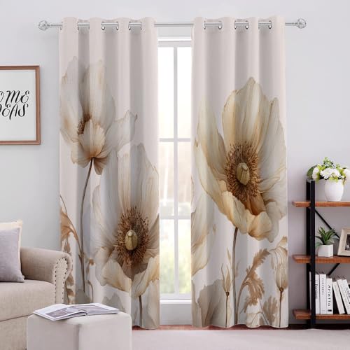 Hellbraune Vintage-Blumen Thermovorhang H138 X B117cm Beiger Hintergrund Gardinen Wohnzimmer Blickdicht Vorhange verdunkelung kälteschutz für Wohnzimmer Schlafzimmer Balkon kinderzimmer 2er Pack Hellbraune Vintage-Blumen Thermovorhang H138 X B117cm Beiger Hintergrund Gardinen Wohnzimmer Blickdicht Vorhange verdunkelung kälteschutz für Wohnzimmer Schlafzimmer Balkon kinderzimmer 2er Pack von Generic
