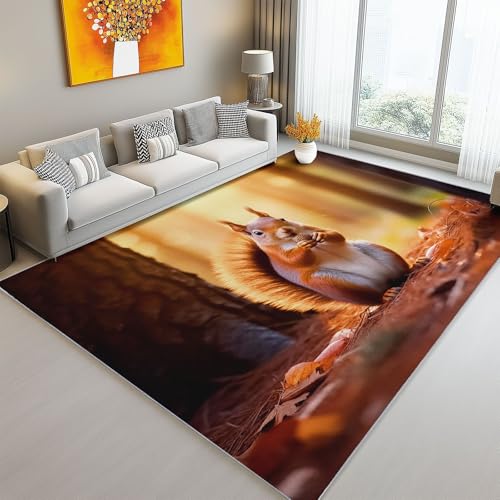 Hellbraunes Pflegeleicht Teppich Waschbar rutschfest – Weicher Kurzflor Niedlich Tier Eichhörnchen Wald Bedruckter Teppich für Wohnzimmer Schlafzimmer Esszimmer, 80 x 150 cm Hellbraunes Pflegeleicht Teppich Waschbar rutschfest – Weicher Kurzflor Niedlich Tier Eichhörnchen Wald Bedruckter Teppich für Wohnzimmer Schlafzimmer Esszimmer, 80 x 150 cm von Generic