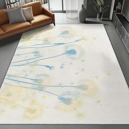 Hellgelb Bereich Teppich Indoor Wohnzimmer, Waschbar langlebig Natur Wildblumen Löwenzahn Gedruckte Schlafzimmer Teppich für Büro Esszimmer Kinderzimmer, 120 x 170 cm Hellgelb Bereich Teppich Indoor Wohnzimmer, Waschbar langlebig Natur Wildblumen Löwenzahn Gedruckte Schlafzimmer Teppich für Büro Esszimmer Kinderzimmer, 120 x 170 cm von Generic