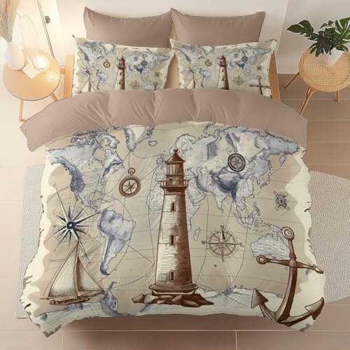 Hellgelb Bettbezug Aesthetic Gebürstete Mikrofaser 135 x 200 cm, Retro Leuchtturm Karte Schlafzimmer Bettwäsche Set Weich Komfort Atmungsaktiv mit Reißverschluss Eckband Hellgelb Bettbezug Aesthetic Gebürstete Mikrofaser 135 x 200 cm, Retro Leuchtturm Karte Schlafzimmer Bettwäsche Set Weich Komfort Atmungsaktiv mit Reißverschluss Eckband von Generic