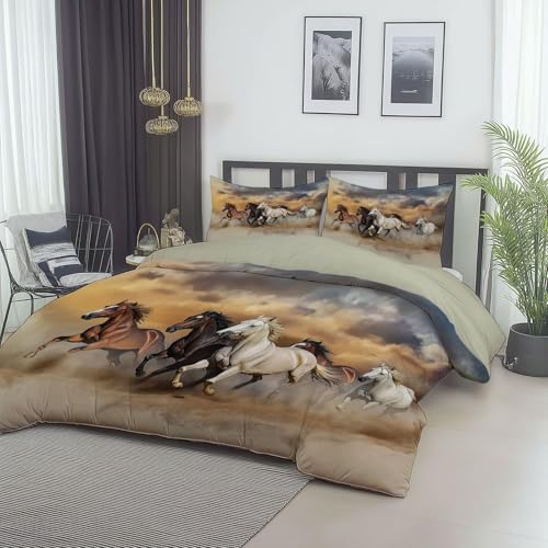 Hellgelb Bettwäsche-Set für Teenager Erwachsene, Fotografie Aquarell Pferde Aufdruck, Weiche Wendedesign 3 Teilig Bettbezug 135 x 200 cm mit Reißverschluss, 2 Kissenbezügen Hellgelb Bettwäsche-Set für Teenager Erwachsene, Fotografie Aquarell Pferde Aufdruck, Weiche Wendedesign 3 Teilig Bettbezug 135 x 200 cm mit Reißverschluss, 2 Kissenbezügen von Generic