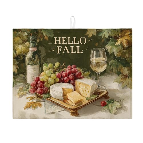 Hello Fall Abtropfmatte für Küchentheke, Vintage-Trauben-saugfähige Abtropfmatte, rustikale Mikrofaser-Abtropfmatte für Weinbar, 45,7 x 61 cm Hello Fall Abtropfmatte für Küchentheke, Vintage-Trauben-saugfähige Abtropfmatte, rustikale Mikrofaser-Abtropfmatte für Weinbar, 45,7 x 61 cm von Generic