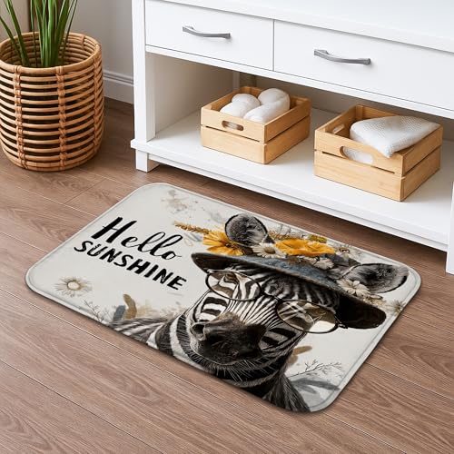 Hello Sunshine Badematte mit gestreiftem Pferde-Design, lustig, künstlerisch, gestreiftes Pferd, floral, saugfähig, rutschfest, für Frühling, Heimdekoration, Badteppiche für Badezimmer, WC, WC, 50,8 x Hello Sunshine Badematte mit gestreiftem Pferde-Design, lustig, künstlerisch, gestreiftes Pferd, floral, saugfähig, rutschfest, für Frühling, Heimdekoration, Badteppiche für Badezimmer, WC, WC, 50,8 x von Generic