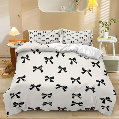 Herbst-Bettbezug Bettwäsche-Set Kleines Schleifenmuster 3D-Druck Verdeckter Reißverschluss Mikrofaser Bettwäsche Schwarz und Weiß Weicher Bettbezug 135 x 200 cm Herbst-Bettbezug Bettwäsche-Set Kleines Schleifenmuster 3D-Druck Verdeckter Reißverschluss Mikrofaser Bettwäsche Schwarz und Weiß Weicher Bettbezug 135 x 200 cm von Generic