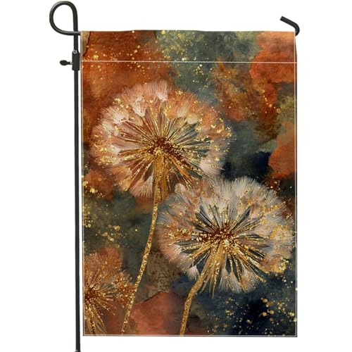 Herbst-Blumen-Gartenflagge, goldener Löwenzahn, Heimdekoration, Banner, doppelseitige Jute-Hofflagge, saisonale Outdoor-Rasendekoration, 30,5 x 45,7 cm von Generic