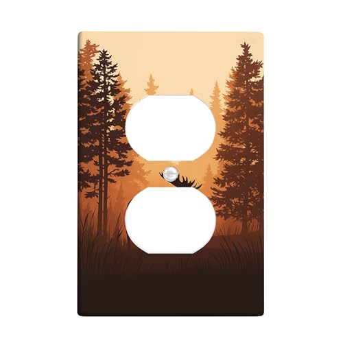 Herbst-Elch-Lichtschalter-Abdeckplatten/Steckdosenabdeckungen, rustikales braunes Wildtier-Design für Heimdekoration, thermoplastische Wandplatten, Standardgröße, Einzel-Duplex-Steckdose Herbst-Elch-Lichtschalter-Abdeckplatten/Steckdosenabdeckungen, rustikales braunes Wildtier-Design für Heimdekoration, thermoplastische Wandplatten, Standardgröße, Einzel-Duplex-Steckdose von Generic
