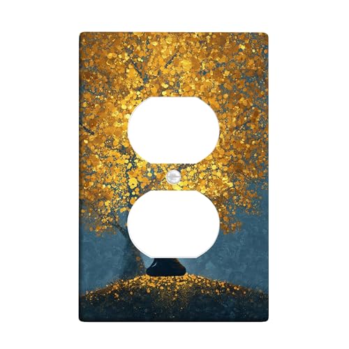 Herbst-Gold-Lichtschalter-Abdeckplatten/Steckdosenabdeckungen, ruhiger Buddha unter goldenem Baum, Thermoplastische Wandplatten, Standardgröße, Einzel-Duplex-Steckdose von Generic