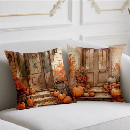Herbst Kissen Bauernhaus Kissenbezug 60x60cm Quadrat Kopfkissen 2er Set Sofakissen Herbst Kuschelkissen Doppelseitiges Muster Kissenhüllen Leinen Kissenbezüge für Bauernhaus Garten Balkon Deko wj-795 Herbst Kissen Bauernhaus Kissenbezug 60x60cm Quadrat Kopfkissen 2er Set Sofakissen Herbst Kuschelkissen Doppelseitiges Muster Kissenhüllen Leinen Kissenbezüge für Bauernhaus Garten Balkon Deko wj-795 von Generic