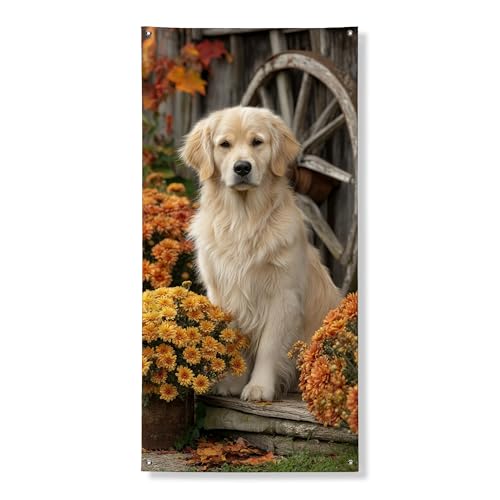 Herbst-Türabdeckung, Banner mit goldenem Retriever, dekorativ, rustikale Hunde-Blumen-Haustürdekoration, für drinnen und draußen, Herbsternte, Festivalzubehör, 91,4 x 183,9 cm Herbst-Türabdeckung, Banner mit goldenem Retriever, dekorativ, rustikale Hunde-Blumen-Haustürdekoration, für drinnen und draußen, Herbsternte, Festivalzubehör, 91,4 x 183,9 cm von Generic