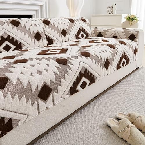 Herbst und Winter Sofa Überzug Weiche Plüsch Sofabezug Anti Rutsch Couch Überzug für Hund Katze Sofaschoner für U Form L Form Sektionssofa für 1 2 3 4 Sitzer Sofa(Dark Brown,90x210) von Generic