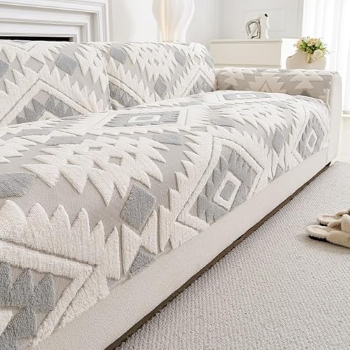 Herbst und Winter Sofa Überzug Weiche Plüsch Sofabezug Anti Rutsch Couch Überzug für Hund Katze Sofaschoner für U Form L Form Sektionssofa für 1 2 3 4 Sitzer Sofa(Light Gray,90x240) von Generic