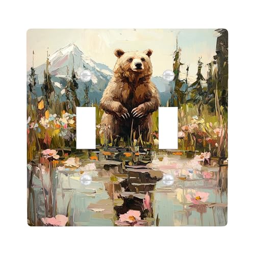 Herbstbär Lichtschalter-Abdeckplatten/Steckdosenabdeckungen, rustikale braune Wildtierkunst für Heimdekoration, thermoplastische Wandplatten, Standardgröße Doppelknebel Herbstbär Lichtschalter-Abdeckplatten/Steckdosenabdeckungen, rustikale braune Wildtierkunst für Heimdekoration, thermoplastische Wandplatten, Standardgröße Doppelknebel von Generic