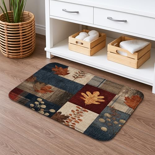 Herbstblätter, schnell trocknend, rustikales Patchwork-Blatt-Design, saugfähig, rutschfest, Duschmatte, gemütlicher Memory-Schaum, waschbar, Badteppiche für Badezimmer, WC, WC, dekorativ, 50,8 x 81,3 Herbstblätter, schnell trocknend, rustikales Patchwork-Blatt-Design, saugfähig, rutschfest, Duschmatte, gemütlicher Memory-Schaum, waschbar, Badteppiche für Badezimmer, WC, WC, dekorativ, 50,8 x 81,3 von Generic
