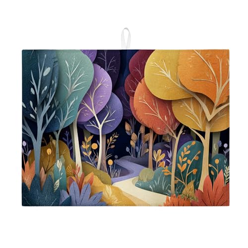Herbstwald Abtropfmatten für Küchentheke, Blattmuster, saugfähiges Abtropfgestell, gemütliche Mikrofaser-Abtropfmatte für Kaffeebar, 45,7 x 61 cm Herbstwald Abtropfmatten für Küchentheke, Blattmuster, saugfähiges Abtropfgestell, gemütliche Mikrofaser-Abtropfmatte für Kaffeebar, 45,7 x 61 cm von Generic