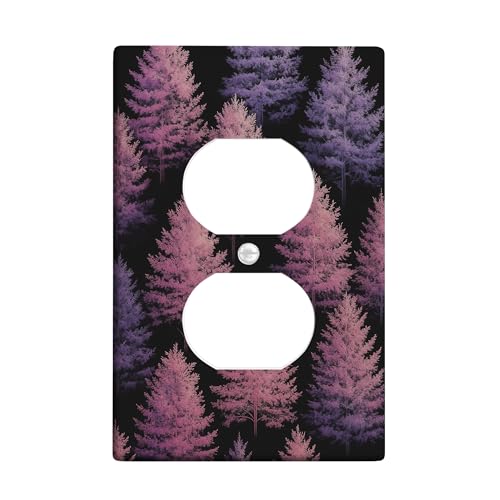 Herbstwald-Lichtschalter-Abdeckplatte/Steckdosenabdeckungen, violette und pfirsichfarbene Bäume für Heimdekoration, thermoplastische Wandplatten, Standardgröße, Einzel-Duplex-Steckdose Herbstwald-Lichtschalter-Abdeckplatte/Steckdosenabdeckungen, violette und pfirsichfarbene Bäume für Heimdekoration, thermoplastische Wandplatten, Standardgröße, Einzel-Duplex-Steckdose von Generic