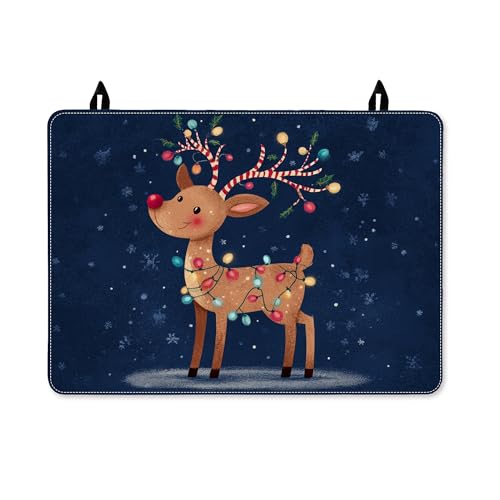 Herdabdeckplatte mit Rentier-Motiv für Elektroherd, weihnachtliche Weihnachtsbeleuchtung, Schneeflocken, blau, waschbar, Ofenabdeckung für den täglichen Gebrauch, Dekoration, 71,1 x 50,8 cm von Generic