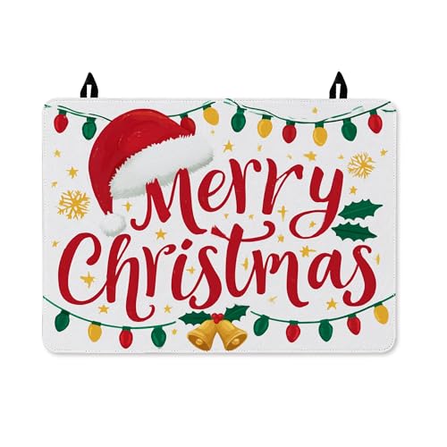 Herdabdeckung für Elektroherd, Weihnachtsmannmütze, Weihnachtsbeleuchtung, Glocken, rote PU-Oberfläche, Herdabdeckplatte für Glasoberfläche, Landhaus, Küche, Dekoration, 71,1 x 50,8 cm von Generic