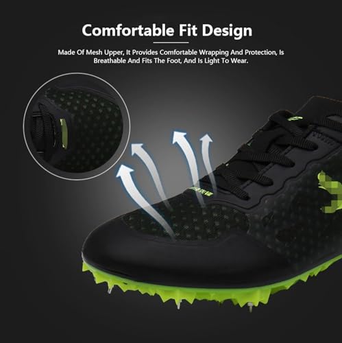 Herren Laufspikes Erwachsene Sprint Spikes Schuhe, Sprint Track and Field Spike Schuhe, rutschfest Abnehmbar Mit Spikes Atmungsaktives Mesh Leicht Für Sportliches Training, Black Orange, 39EU Herren Laufspikes Erwachsene Sprint Spikes Schuhe, Sprint Track and Field Spike Schuhe, rutschfest Abnehmbar Mit Spikes Atmungsaktives Mesh Leicht Für Sportliches Training, Black Orange, 39EU von Generic