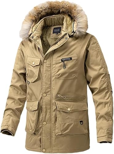 Herren Parkas Herbst Winter Militär Jacke Outdoor Jacken Herren Outwear Mäntel Mit Kapuze Pelz Gefüttert Warm, Khaki, M Herren Parkas Herbst Winter Militär Jacke Outdoor Jacken Herren Outwear Mäntel Mit Kapuze Pelz Gefüttert Warm, Khaki, M von Generic