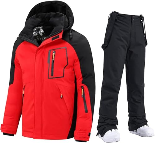 Herren Skianzug Winddicht Verdicken Warme Jacke Schneebekleidung, Skisets Jacke Ski- Und Snowboardanzüge, Set 03, XXL von Generic