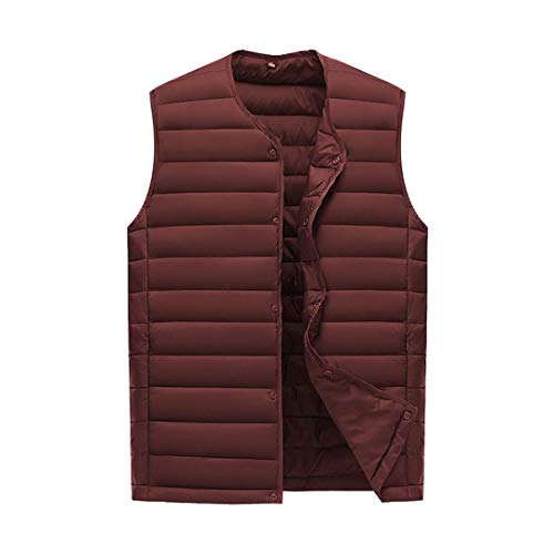Herren Weste Ultra Light Baumwolle Weste Herren Ohne Kragen Wasserdicht Ärmellos Warm Liner Männlich Slim Weste, Wine, XXL von Generic
