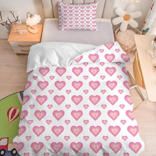 Herz Bettwäsche 155x220 Kinder Rosa Mädchen Bettbezug 3D Weiche Mikrofaser 3 Teilig Bettwäsche-Sets mit Reißverschluss und 2 Kissenbezüge 80x80 cm B.1953 Herz Bettwäsche 155x220 Kinder Rosa Mädchen Bettbezug 3D Weiche Mikrofaser 3 Teilig Bettwäsche-Sets mit Reißverschluss und 2 Kissenbezüge 80x80 cm B.1953 von Generic
