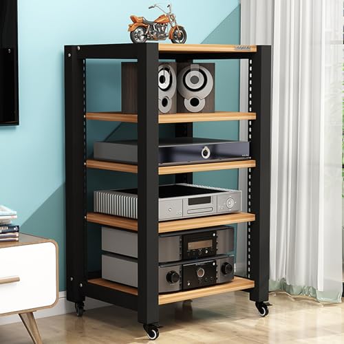 HiFi Rack Audio Komponentenschrank Höhenverstellbarer Medienaufbewahrungsschrank, Ideal für Wohnungen Konferenzräume Wohnzimmer und Aufnahmestudios(Beige,60 * 50 * 100cm) von Generic