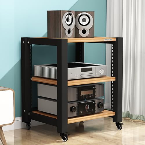 HiFi Rack Audio Komponentenschrank Höhenverstellbarer Medienaufbewahrungsschrank, Ideal für Wohnungen Konferenzräume Wohnzimmer und Aufnahmestudios(Beige,60 * 50 * 64cm) von Generic