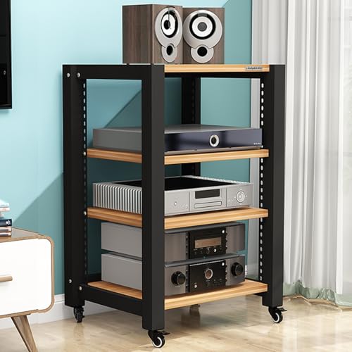 HiFi Rack Audio Komponentenschrank Höhenverstellbarer Medienaufbewahrungsschrank, Ideal für Wohnungen Konferenzräume Wohnzimmer und Aufnahmestudios(Beige,60 * 50 * 85cm) von Generic