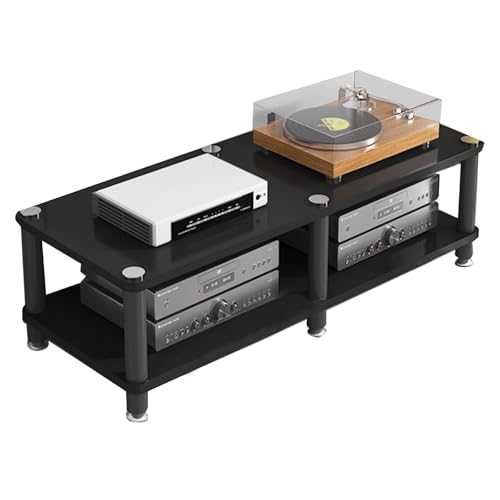 HiFi Rack Cd Regal Tiered Offenes Audio-Aufbewahrungsregal, HiFi Regal für Plattenspieler & Stereoanlagen & Kompaktanlage(Black,120 * 40 * 30cm) von Generic