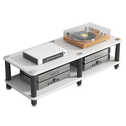 HiFi Rack Cd Regal Tiered Offenes Audio-Aufbewahrungsregal, HiFi Regal für Plattenspieler & Stereoanlagen & Kompaktanlage(White,120 * 40 * 30cm) von Generic