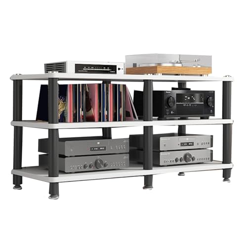 HiFi Rack Cd Regal Tiered Offenes Audio-Aufbewahrungsregal, HiFi Regal für Plattenspieler & Stereoanlagen & Kompaktanlage(White,120 * 40 * 50cm) von Generic