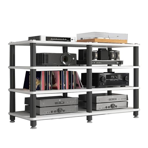 HiFi Rack Cd Regal Tiered Offenes Audio-Aufbewahrungsregal, HiFi Regal für Plattenspieler & Stereoanlagen & Kompaktanlage(White,120 * 40 * 70cm) von Generic