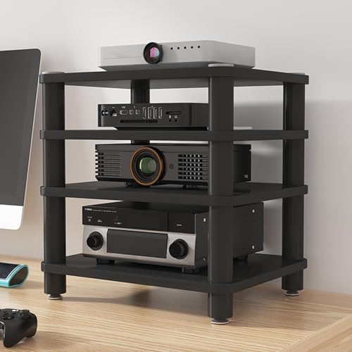 HiFi Rack Klein und Einfachs Mit Stoßdämpfender Basis Cd Regals Holz，Geeignet für Wohnzimmer, Schlafzimmer und Büro(Black,50 * 40 * 47cm) von Generic