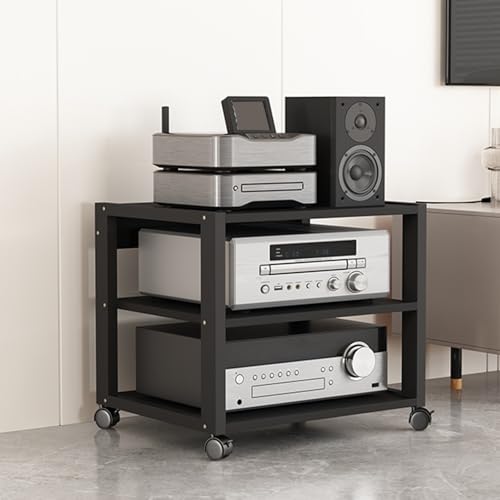HiFi Rack Mehrschichtige Lagerung Mit Rädern Cd Regals，Geeignet für Wohnzimmer, Büro(50 * 40 * 48.5cm) von Generic